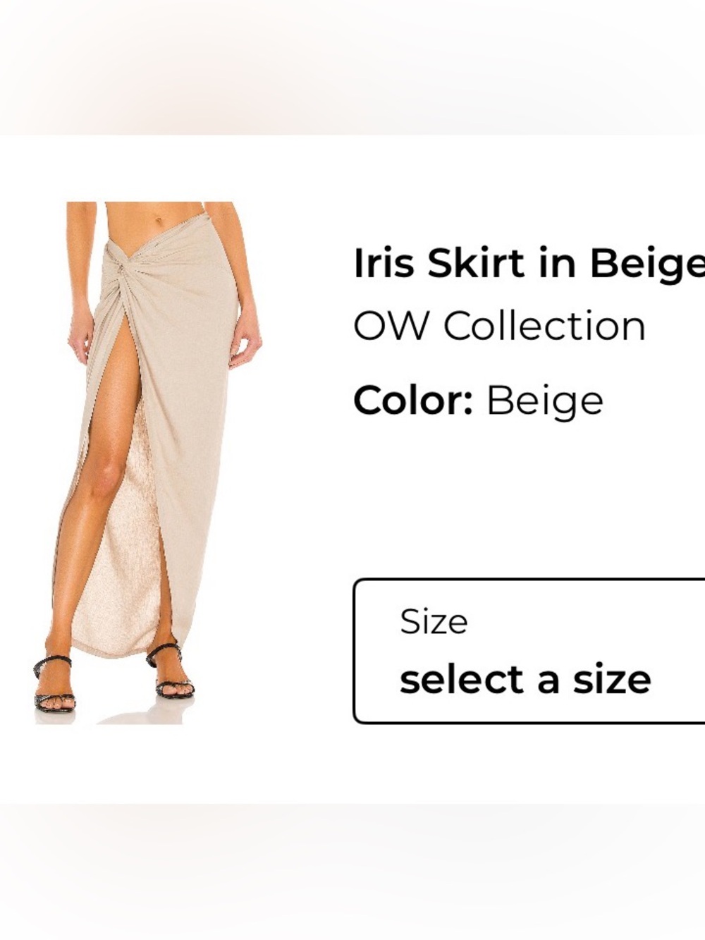 OW Collection Twist-Front High-Slit Maxi Skirt in Beige